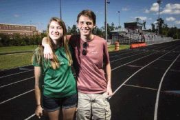 Brother and sister track and cross country duo Georgia and Cooper Burner pose for a portrait at College Park High School.